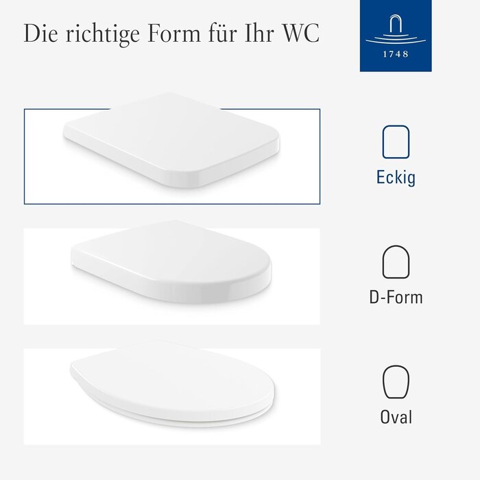 Eckiger WC-Sitz mit Absenkautomatik - Weiß Alpin - 34% Rabatt