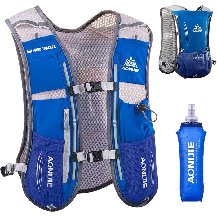 Laufrucksack 5L mit 500ml Flasche, Grijs blauw, Größe M - 31% Rabatt