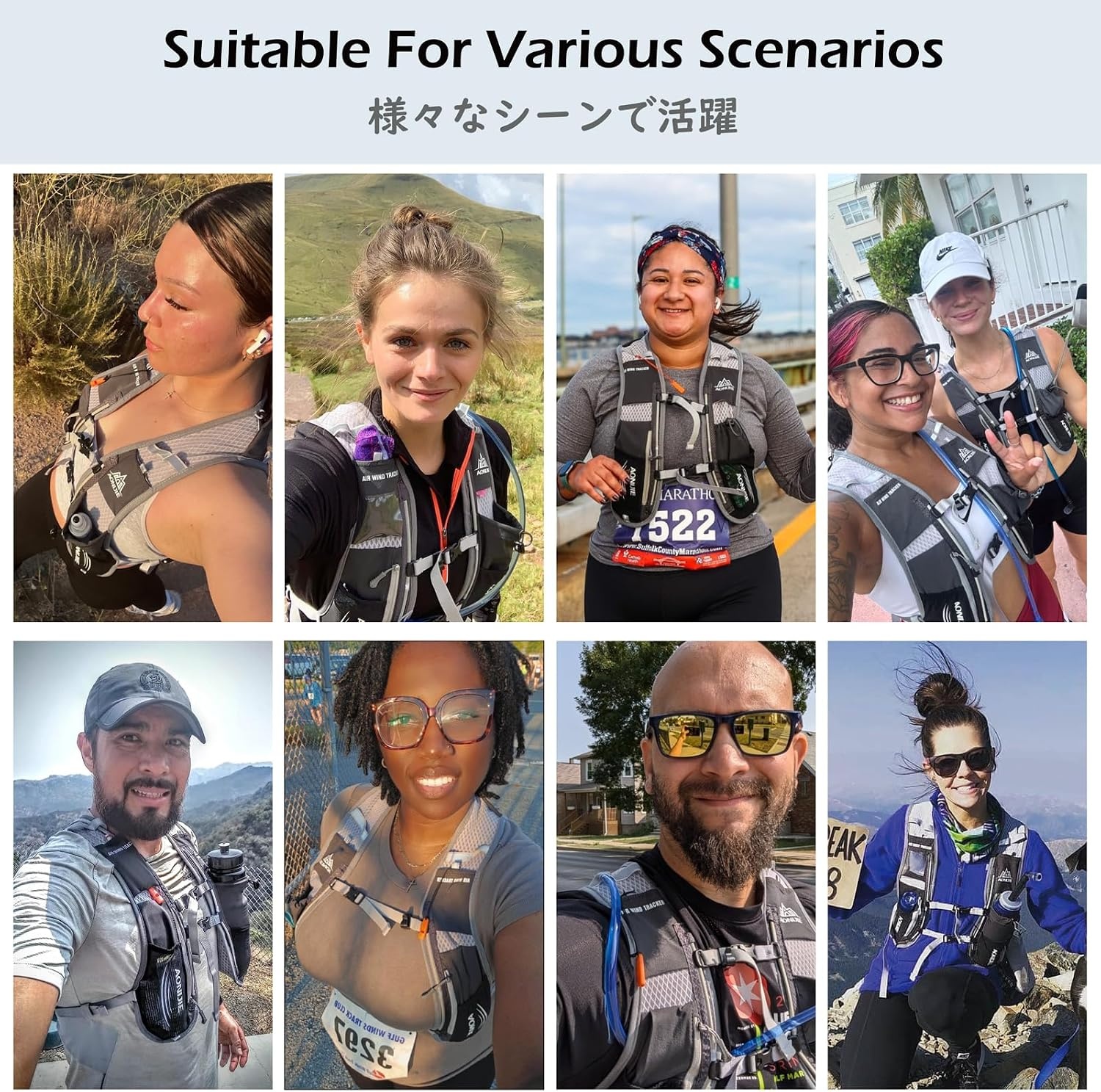 Laufrucksack 5L mit 500ml Flasche, Grijs blauw, Größe M - 31% Rabatt