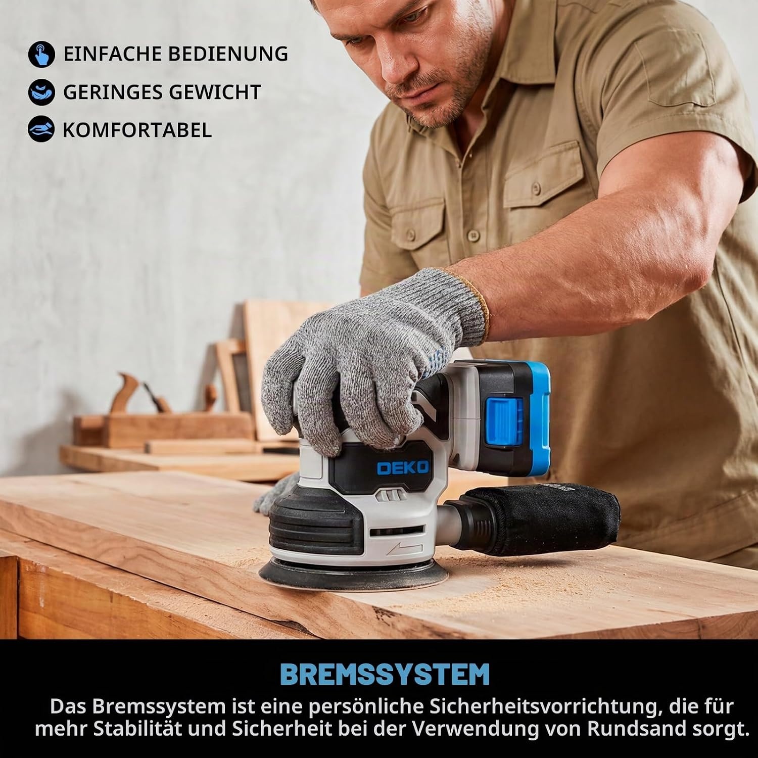 Akku-Exzenterschleifer 125 mm, 20V, Schwarz-Grau, Größe S - 31% Rabatt