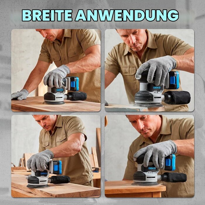 Akku-Exzenterschleifer 125 mm, 20V, Schwarz-Grau, Größe S - 31% Rabatt