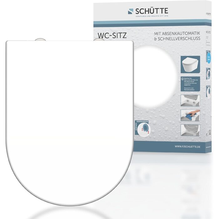 WC-Sitz D-Form Duroplast mit Absenkautomatik - 32% Rabatt - Weiß 45,5x34,5 cm