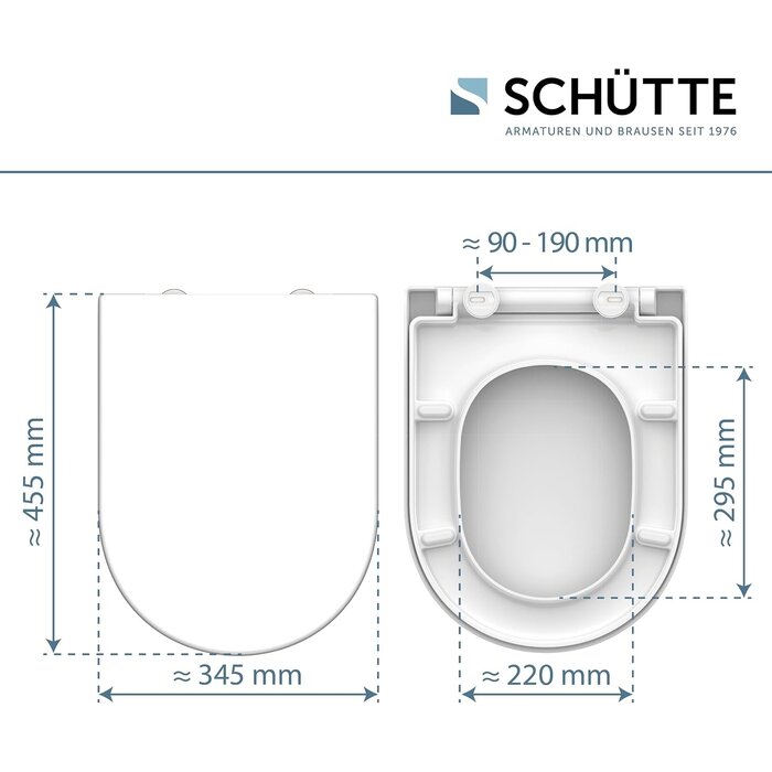 WC-Sitz D-Form Duroplast mit Absenkautomatik - 32% Rabatt - Weiß 45,5x34,5 cm