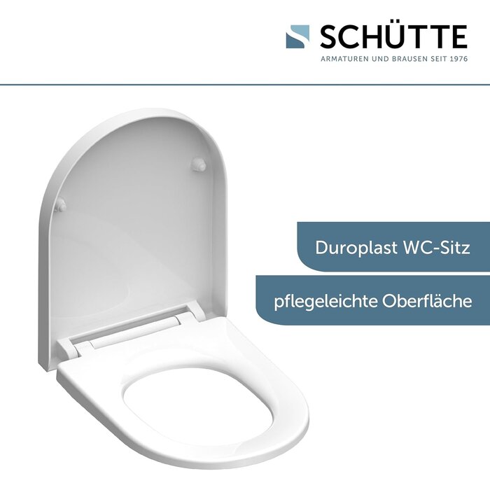 WC-Sitz D-Form Duroplast mit Absenkautomatik - 32% Rabatt - Weiß 45,5x34,5 cm