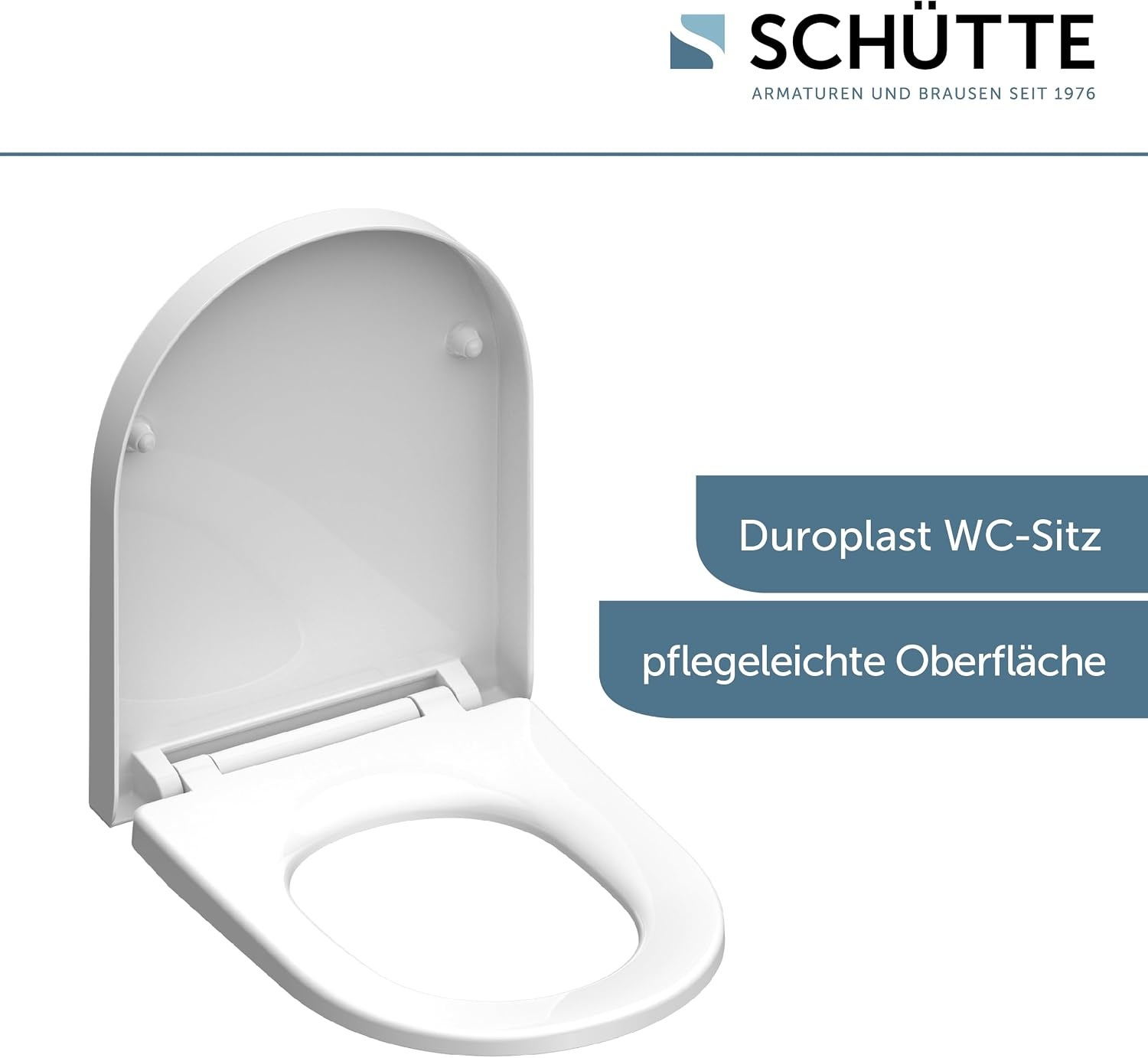 WC-Sitz D-Form Duroplast mit Absenkautomatik - 32% Rabatt - Weiß 45,5x34,5 cm