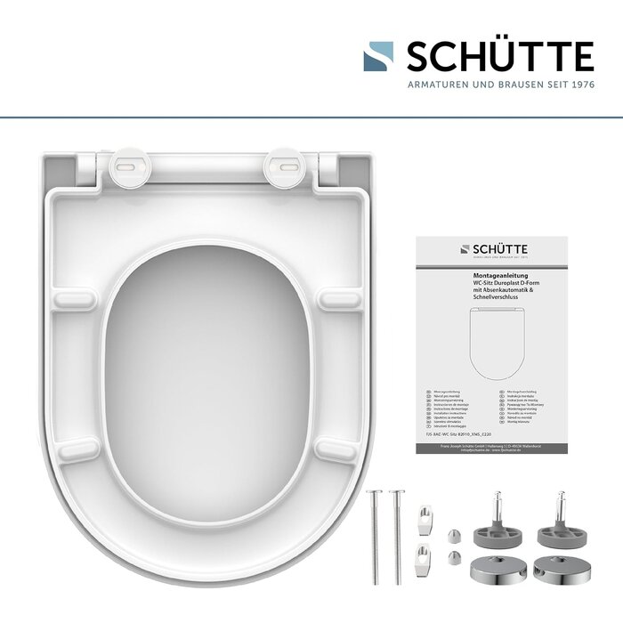 WC-Sitz D-Form Duroplast mit Absenkautomatik - 32% Rabatt - Weiß 45,5x34,5 cm