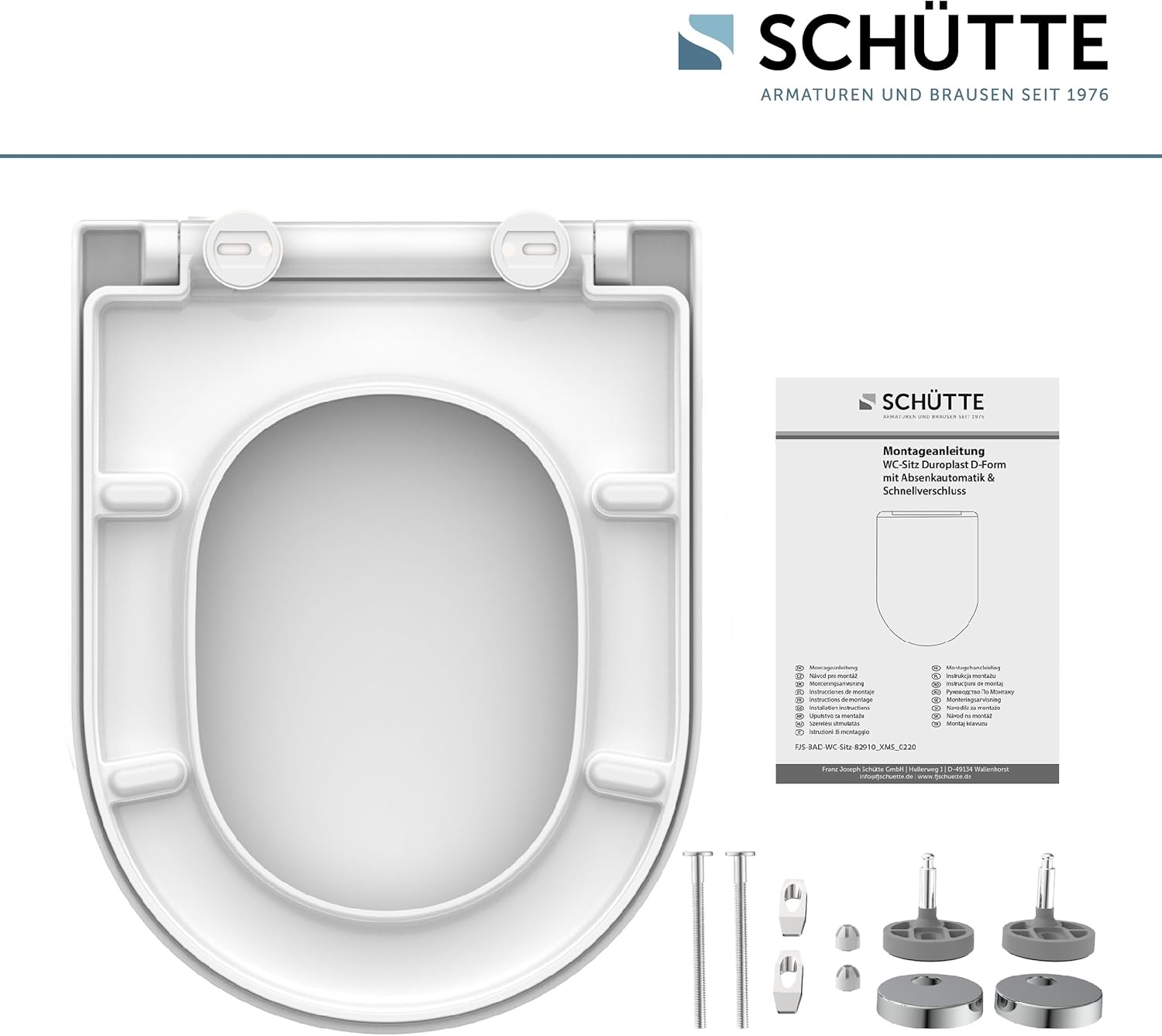WC-Sitz D-Form Duroplast mit Absenkautomatik - 32% Rabatt - Weiß 45,5x34,5 cm