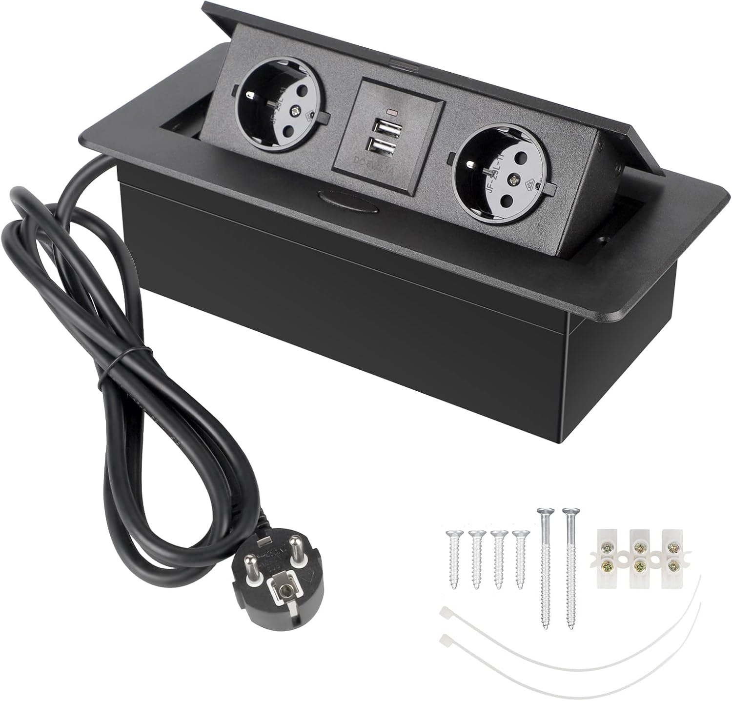 Versenkbare Einbau-Steckdosenleiste - 2x Steckdose, 2x USB - 32% Rabatt