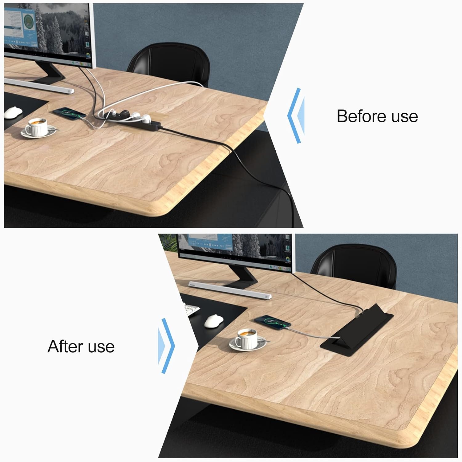 Versenkbare Einbau-Steckdosenleiste - 2x Steckdose, 2x USB - 32% Rabatt