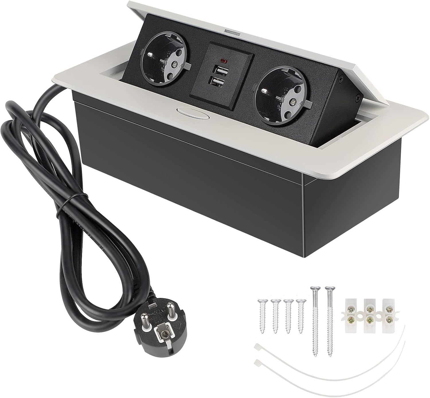 Versenkbare Einbau-Steckdosenleiste - 2x Steckdose, 2x USB - 32% Rabatt