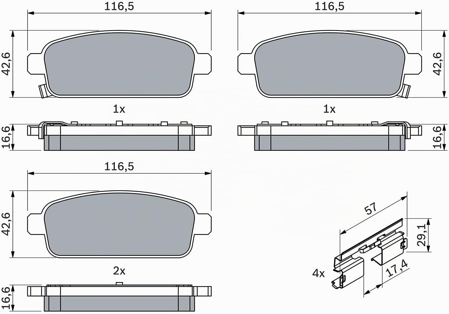 Bosch Bremsbelagsatz Hinterachse 4-tlg. - 32% Rabatt - ECE R90 zertifiziert