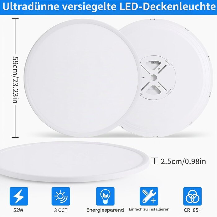 Ultra-flache LED Deckenleuchte 59cm - 33% Rabatt auf Ausgepackt-Zustand
