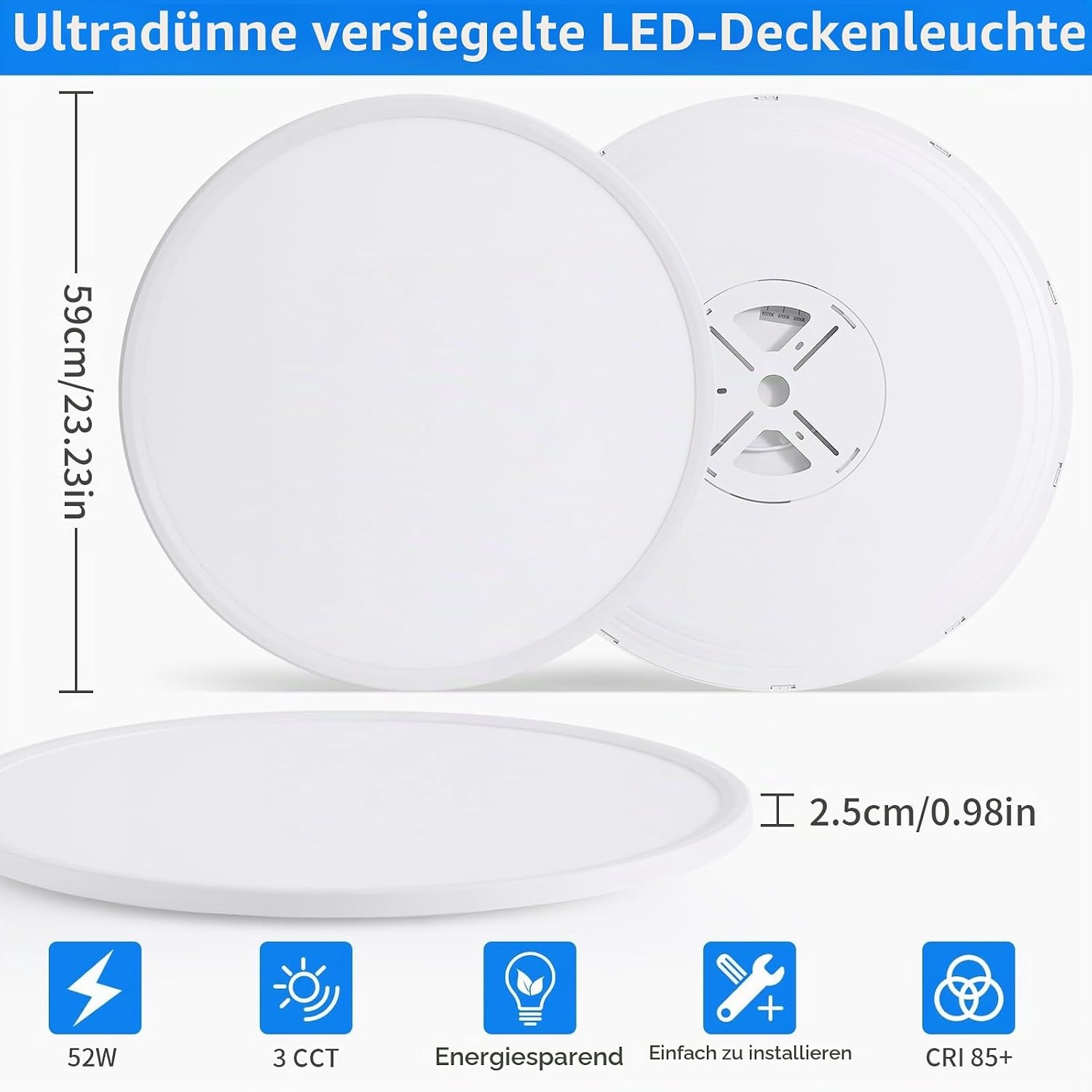 Ultra-flache LED Deckenleuchte 59cm - 33% Rabatt auf Ausgepackt-Zustand
