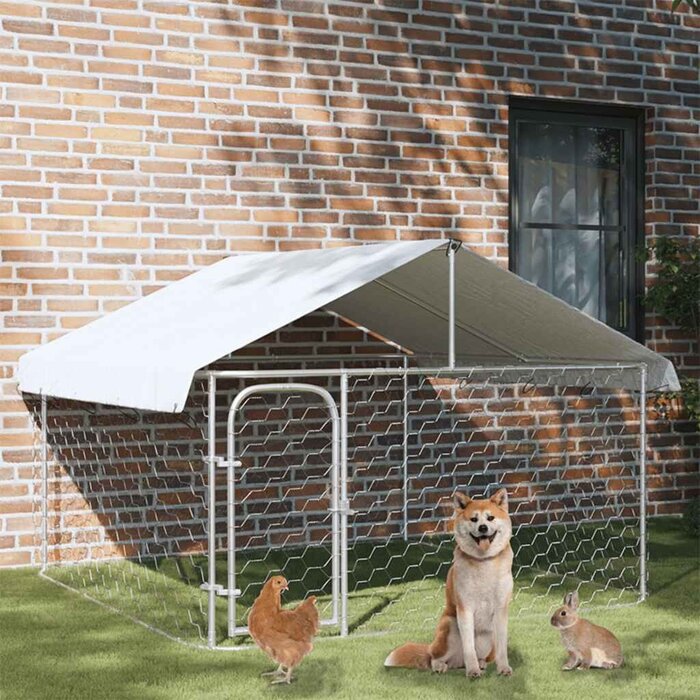 Hundezwinger mit Dach 200x200x150cm - Verzinkter Stahl - 34% Rabatt