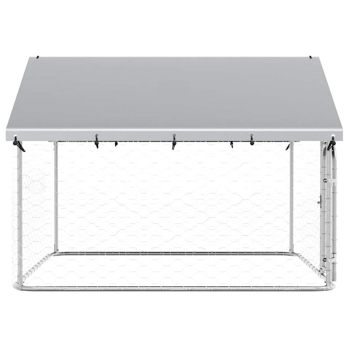 Hundezwinger mit Dach 200x200x150cm - Verzinkter Stahl - 34% Rabatt