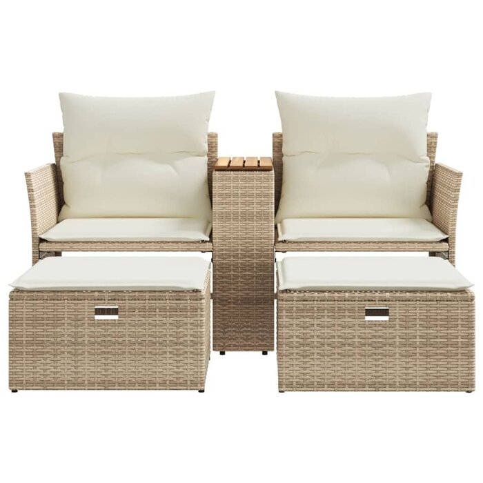 Gartenbank mit Fußhockern & Tisch Beige - 35% Rabatt