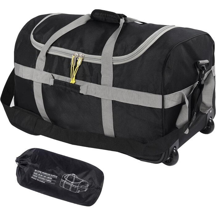 Faltbare Reisetasche mit Rollen 85L Schwarz Grau M - 32% Rabatt