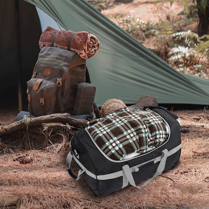 Faltbare Reisetasche mit Rollen 85L Schwarz Grau M - 32% Rabatt