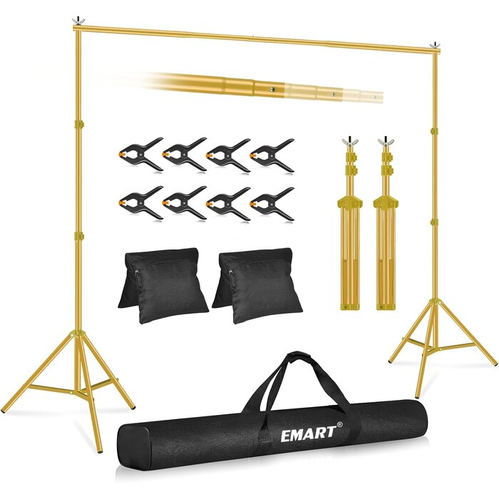 Hintergrundsystem 3x3m, verstellbares Stativ-Set, 34% Rabatt - Schwarz