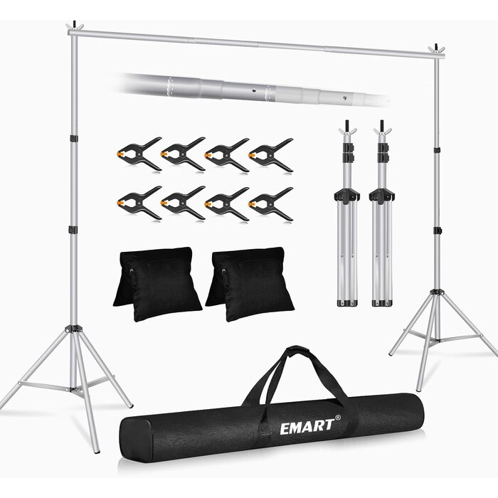 Hintergrundsystem 3x3m, verstellbares Stativ-Set, 34% Rabatt - Schwarz