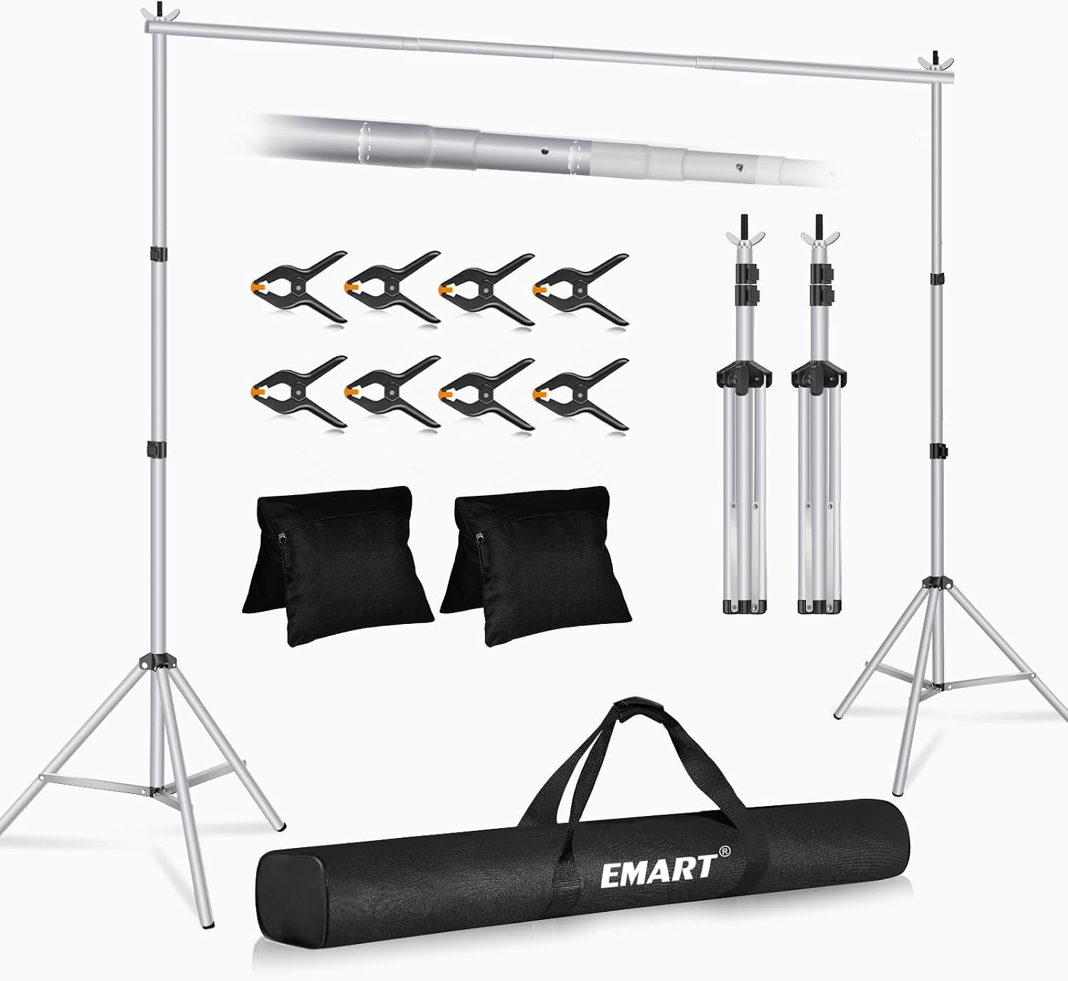 Hintergrundsystem 3x3m, verstellbares Stativ-Set, 34% Rabatt - Schwarz