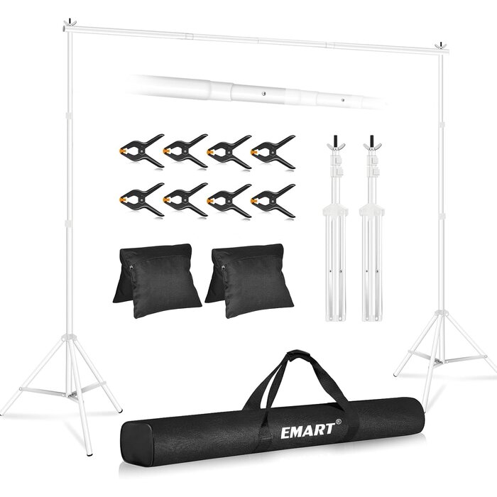 Hintergrundsystem 3x3m, verstellbares Stativ-Set, 34% Rabatt - Schwarz