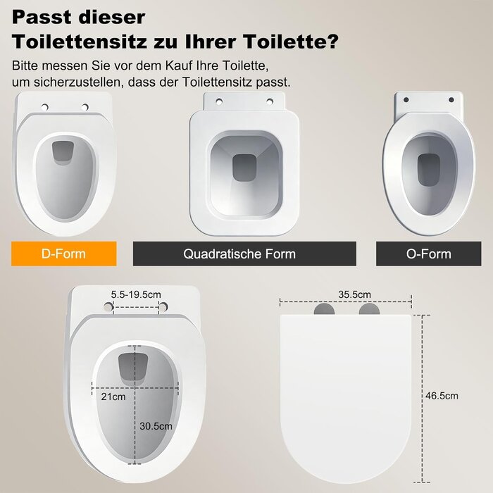 WC-Sitz D-Form Duroplast, Absenkautomatik, 200 kg belastbar - 32% Rabatt