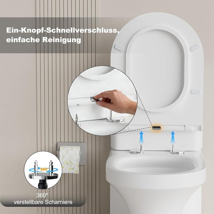 WC-Sitz D-Form Duroplast, Absenkautomatik, 200 kg belastbar - 32% Rabatt