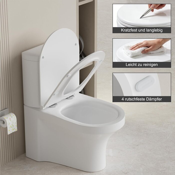 WC-Sitz D-Form Duroplast, Absenkautomatik, 200 kg belastbar - 32% Rabatt