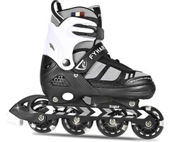 Verstellbare Inline-Skates Gr. M, Schwarz/Weiß, Leuchtrollen, 38% Rabatt