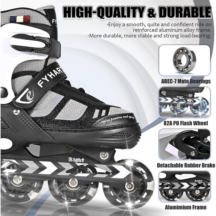 Verstellbare Inline-Skates Größe M, Schwarz/Weiß - 32% Rabatt