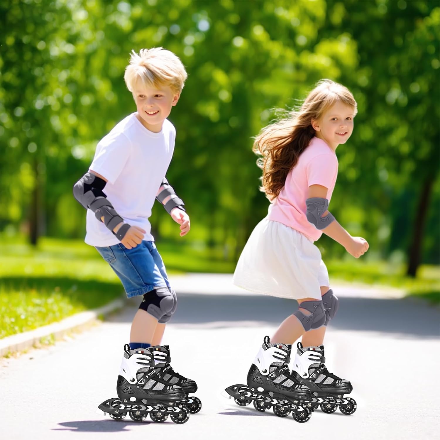 Verstellbare Inline-Skates Größe M, Schwarz/Weiß - 32% Rabatt
