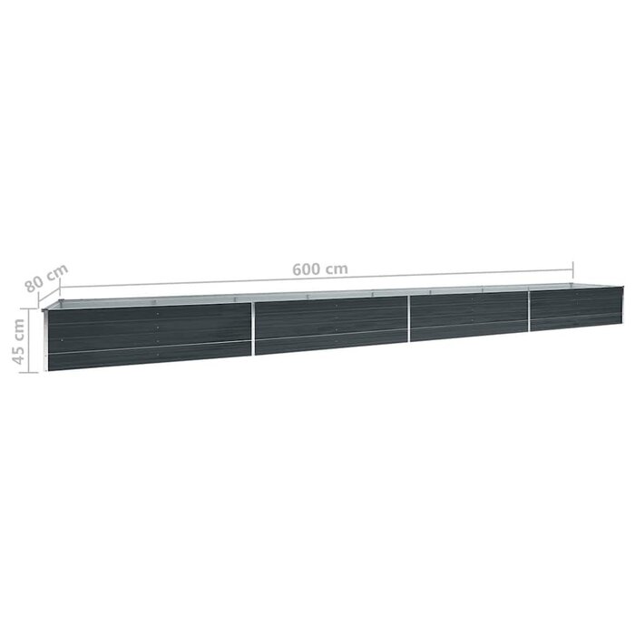 Großes Hochbeet 600x80x45 cm aus Stahl in Anthrazit - 34% Rabatt