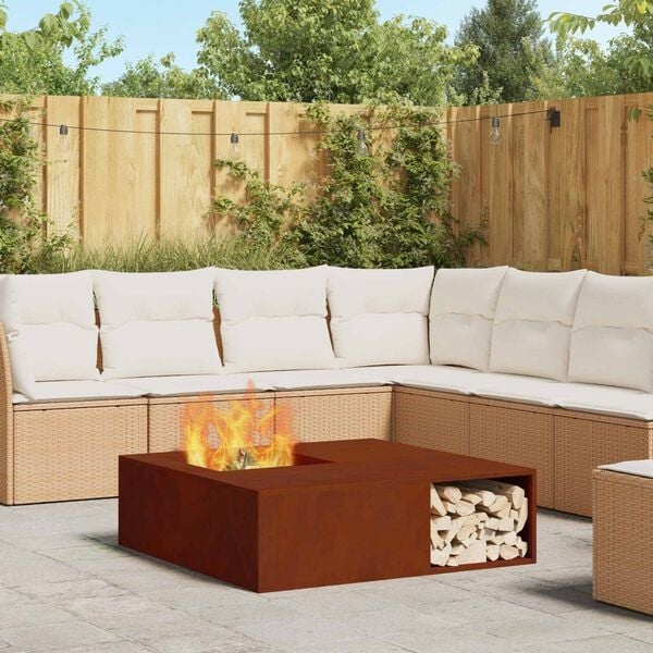 Vidaxl Quadratische Feuerschale 100x100cm aus wetterfestem Stahl - 35% Rabatt