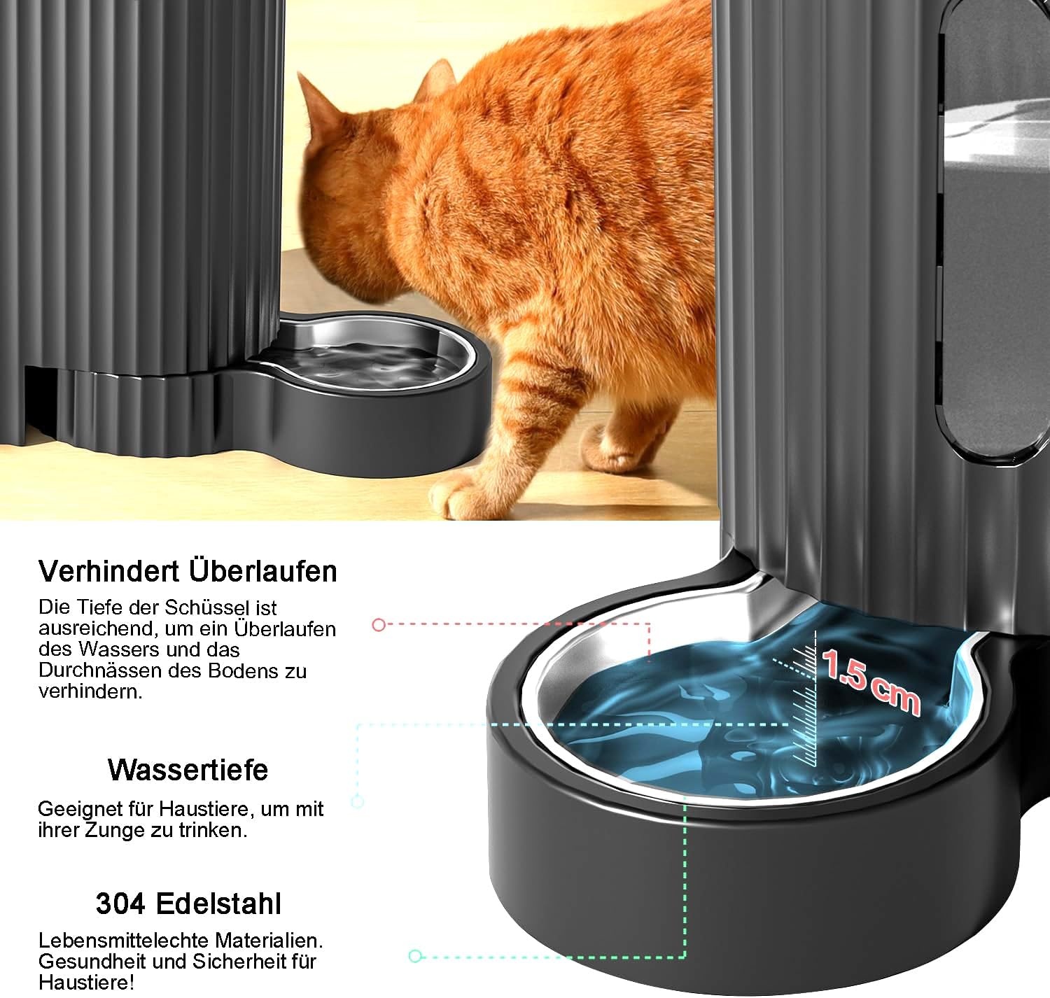 2-in-1 Futterautomat & Wasserstation 2x 3L, Dunkelgrau - 32% Rabatt