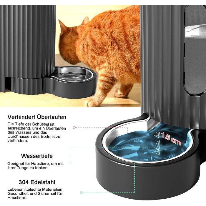 2-in-1 Futterautomat & Wasserstation 2x 3L, Dunkelgrau - 32% Rabatt