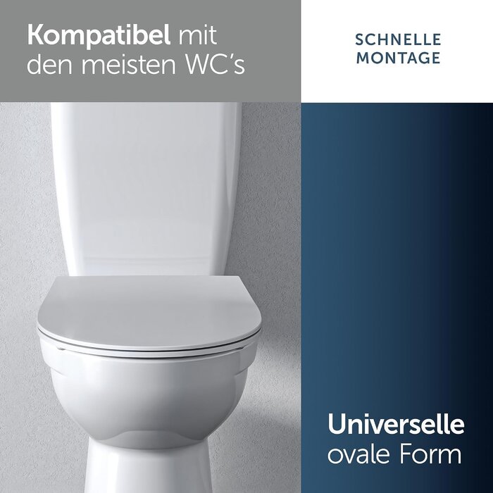 WC-Sitz Universal Slim Oval Weiß mit Absenkautomatik - 32% Rabatt