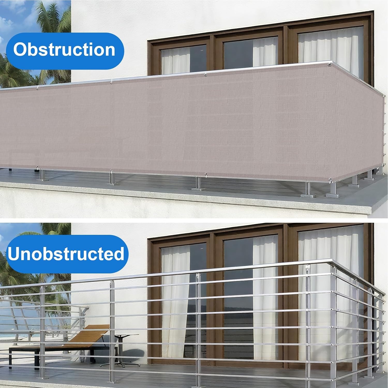 Balkonsichtschutz 100x400 cm Beige M - 29% Rabatt