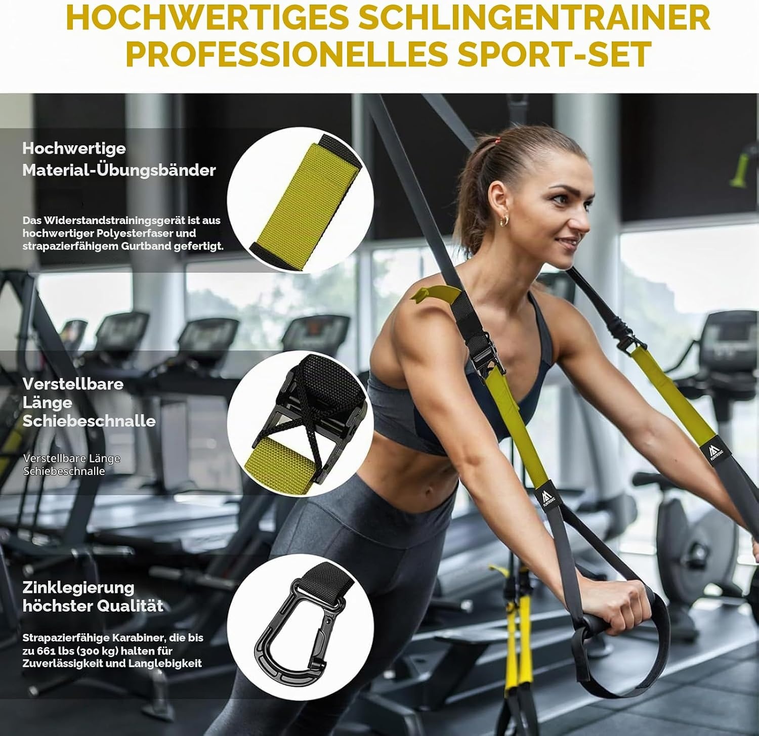 Schlingentrainer Set, Zwart geel, Größe S, 31% Rabatt für effektives Training
