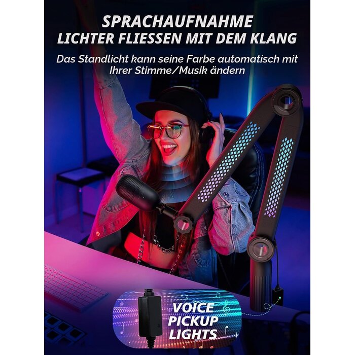 RGB Mikrofonarm Schwarz Größe M - 34% Rabatt