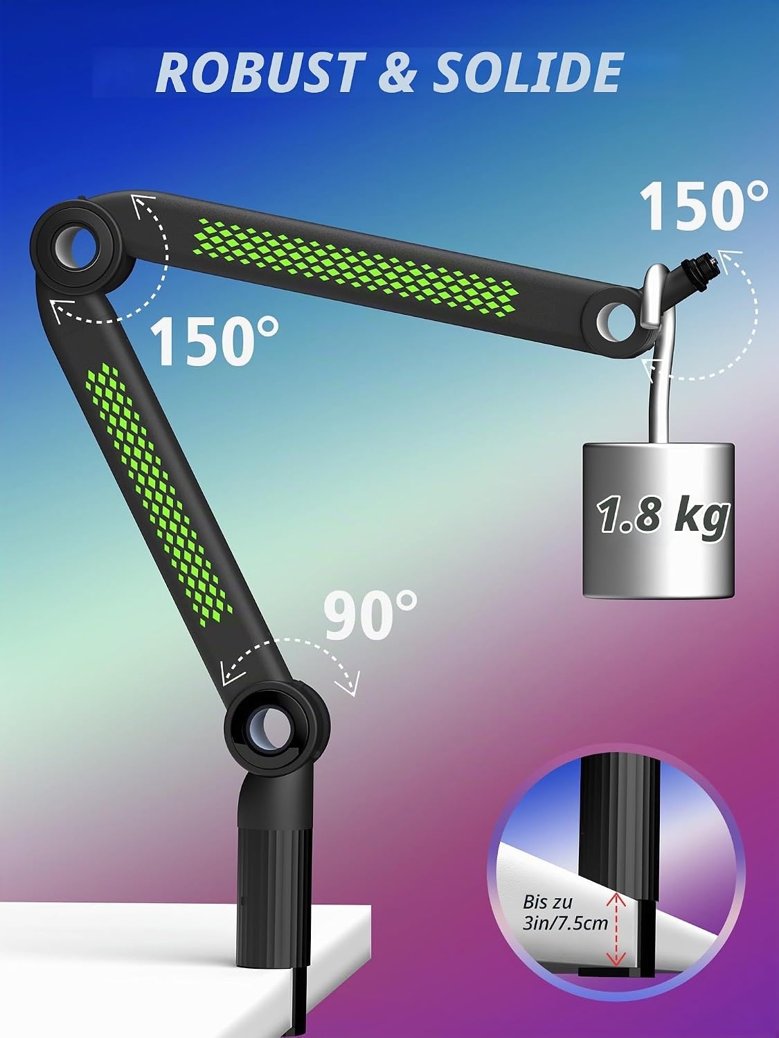 RGB Mikrofonarm Schwarz Größe M - 34% Rabatt
