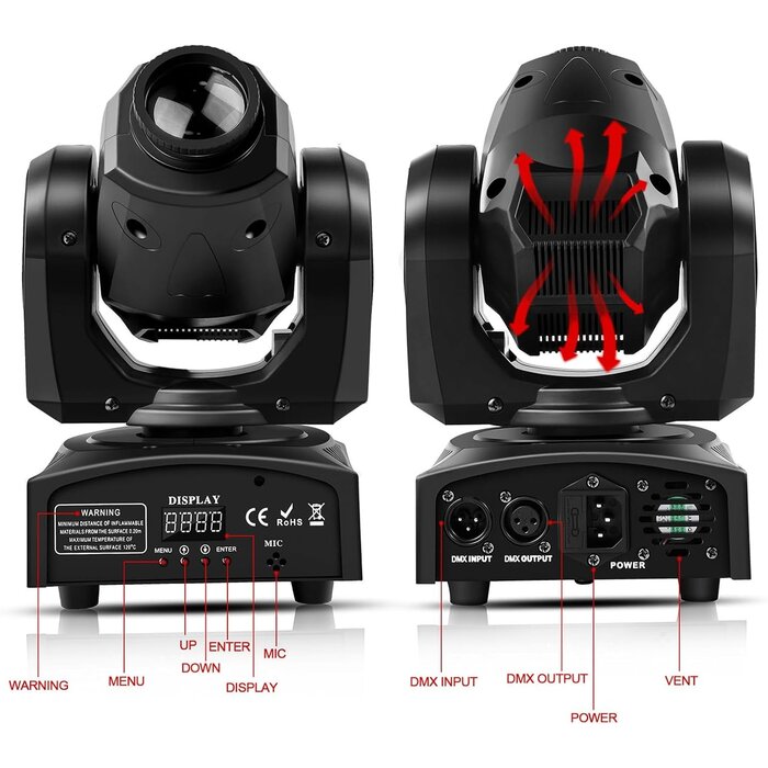 LED Moving Head DJ Lichteffekt 50W - 8 Gobos & 8 Farben - 34% Rabatt