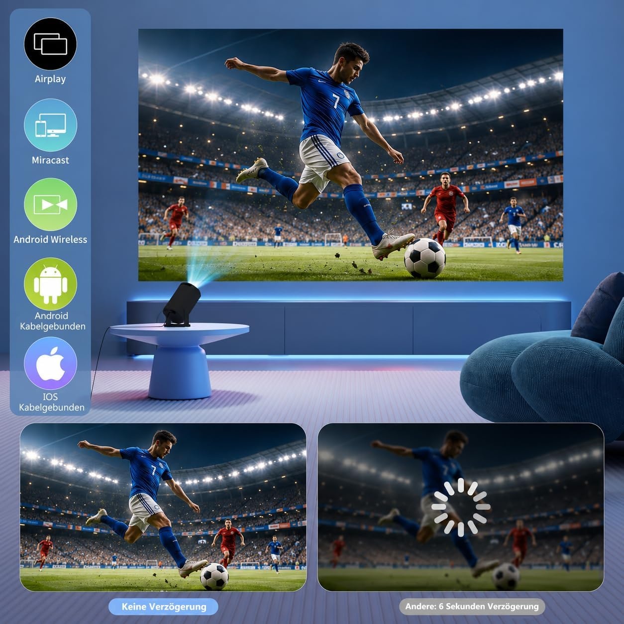 Mini Beamer 720P mit WiFi 6 & Android 11 - 33% Rabatt
