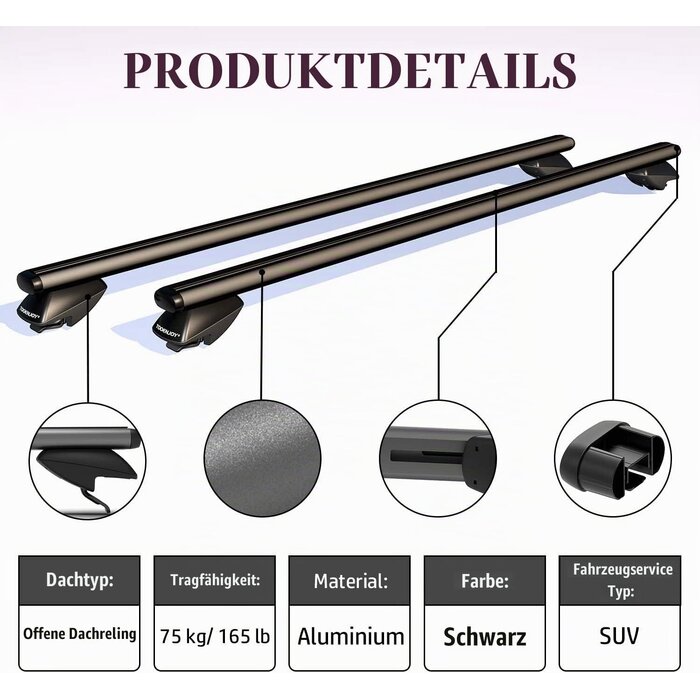 Universelle SUV Dachträger 135 cm - Schwarz - 32% Rabatt