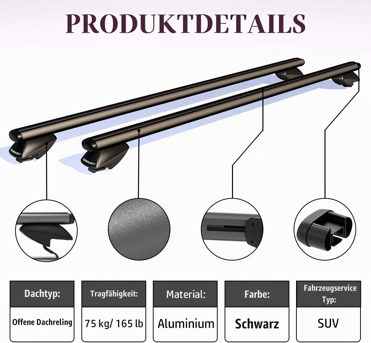 Universelle SUV Dachträger 135 cm - Schwarz - 32% Rabatt