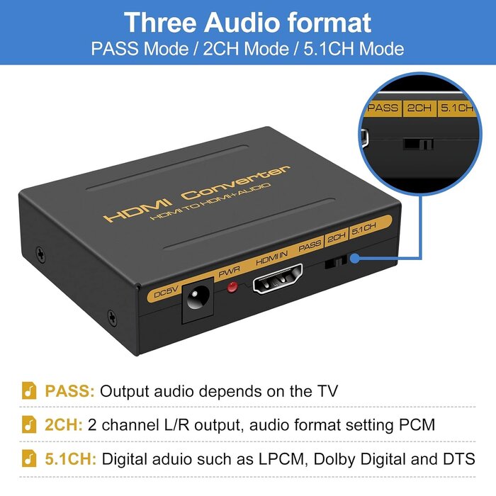 HDMI Audio Extractor 4K 30Hz - Schwarz - 30% Rabatt