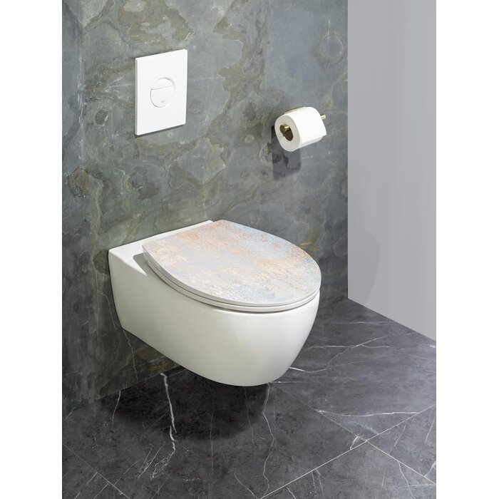 WC-Sitz Duroplast Hellblau mit Goldakzenten - 32% Rabatt