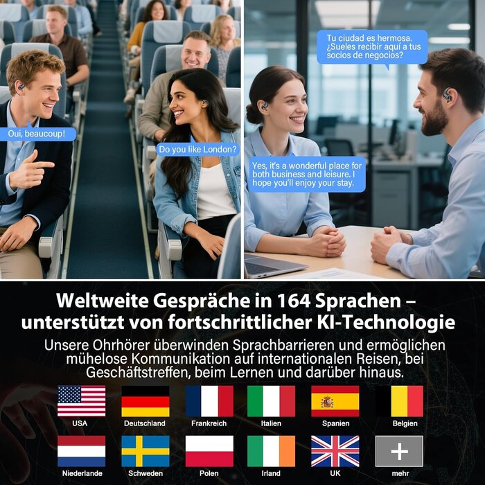 QX68 Intelligente Übersetzungs-Ohrhörer, Dunkelblau, Größe S - 31% Rabatt