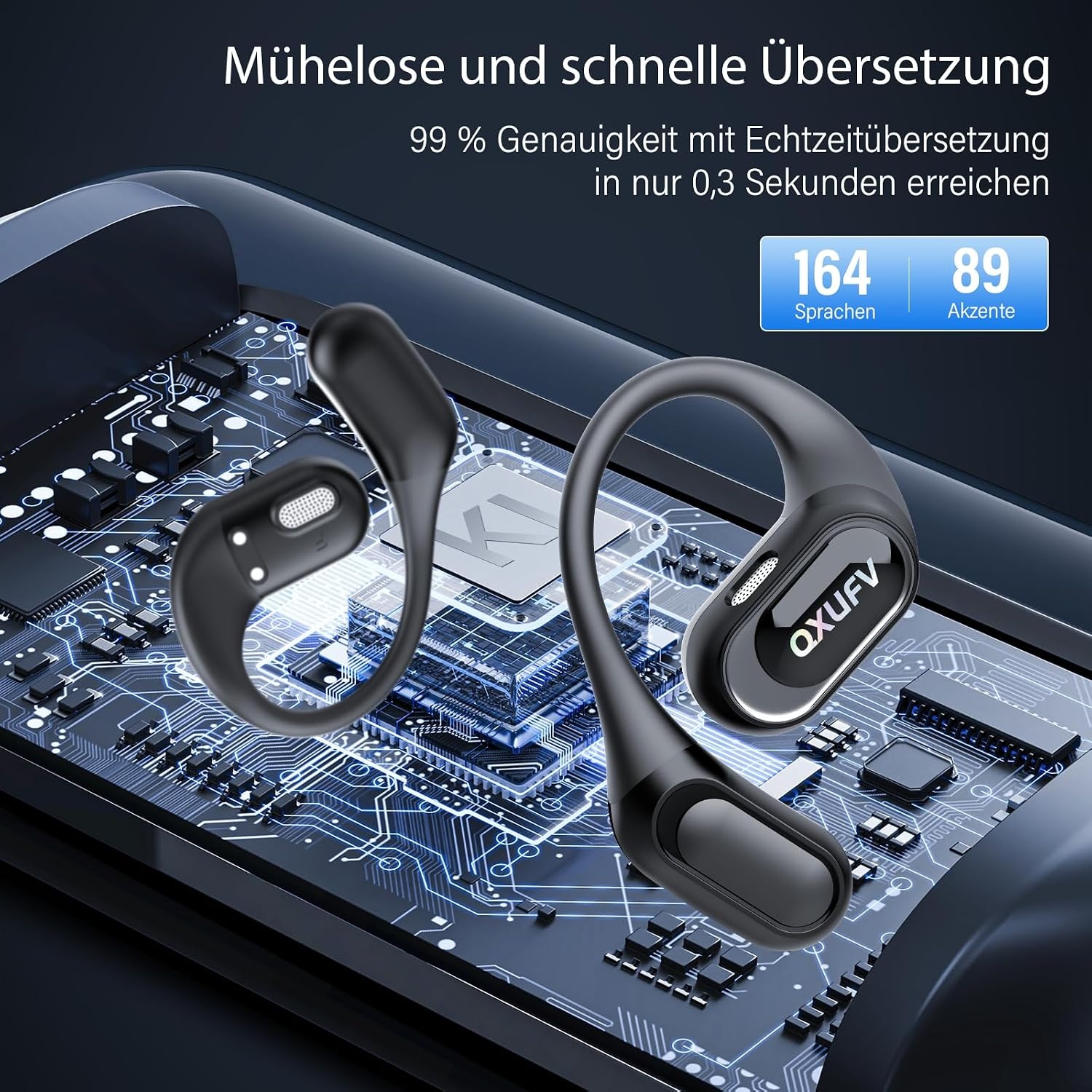 QX68 Intelligente Übersetzungs-Ohrhörer, Dunkelblau, Größe S - 31% Rabatt