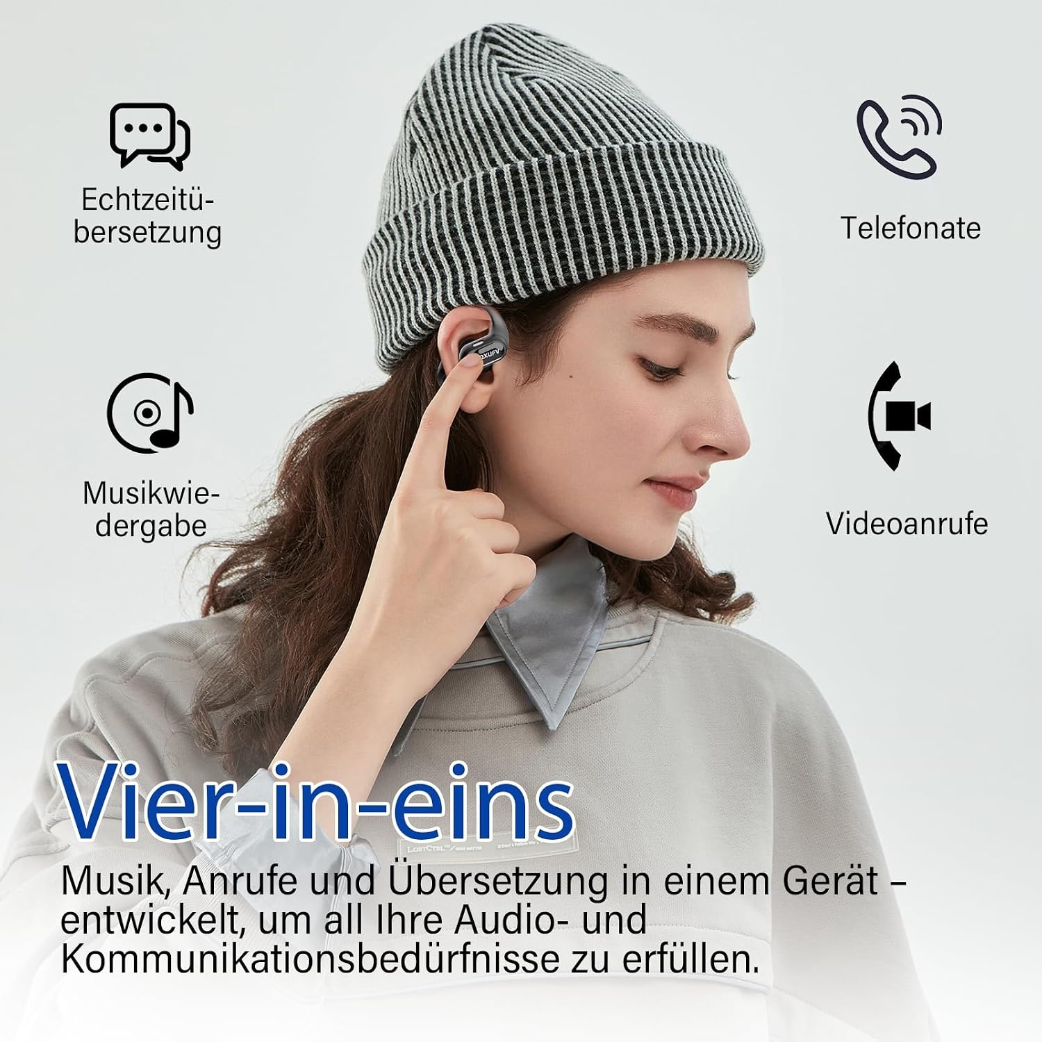QX68 Intelligente Übersetzungs-Ohrhörer, Dunkelblau, Größe S - 31% Rabatt